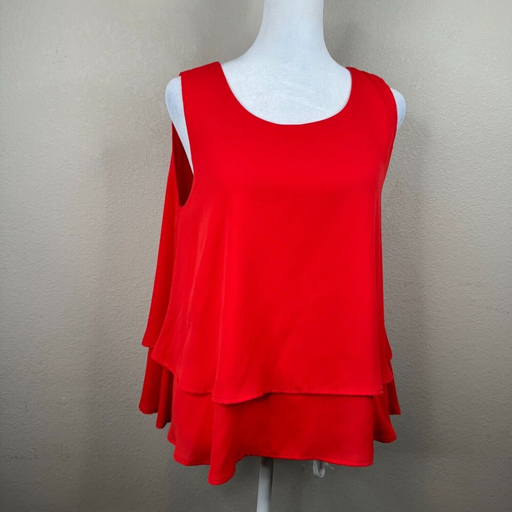 Stella Luce Women's Double Layer Tank Top Sleeveless‎ Red Size Medium